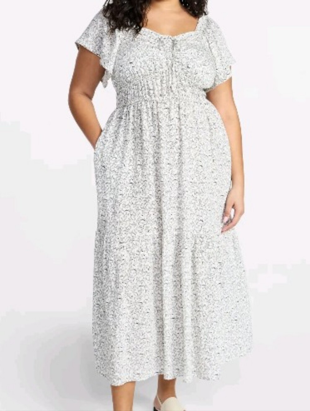 Terra & Sky Women's Ivory White Pattern Unlined Summer Maxi Dress 2X (20W-22W) - Picture 2 of 12